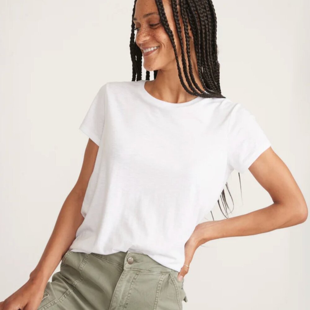 Marine Layer White Short Sleeve Crewneck Tee